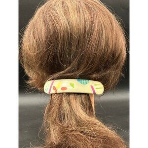 VTG Plastic white Purple, Blue, Pink, green, Hair Barrette Length 4.75 Inches